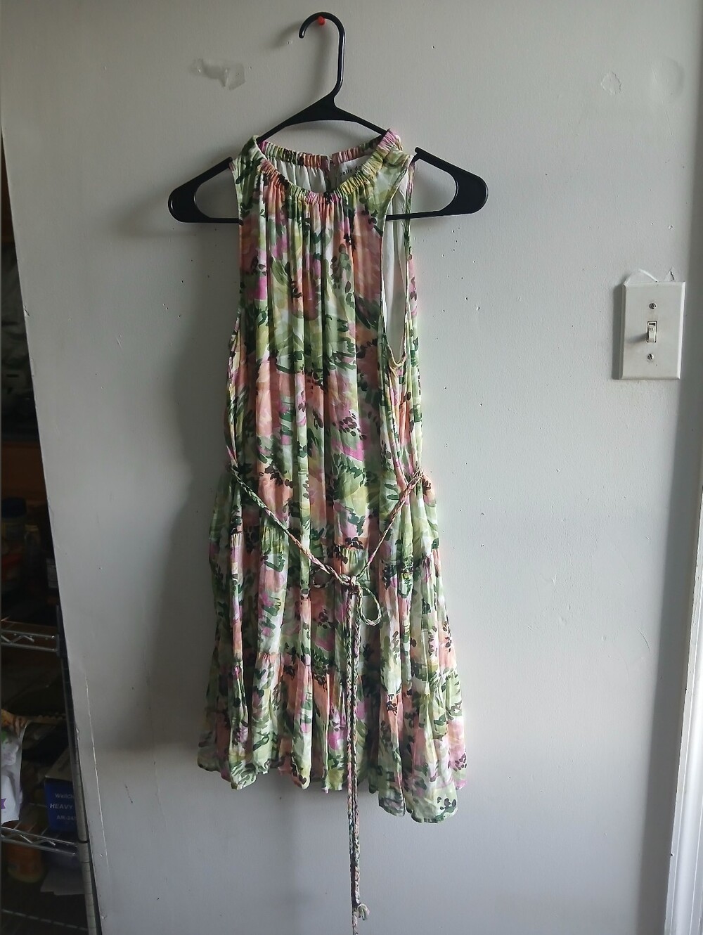 Bella Dahl Pink & Green Floral Halter Mini Dress